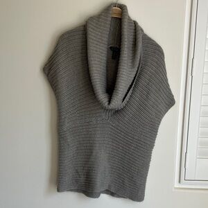 RALPH LAUREN GREY Cowl Neck Wool Blend Sleeveless Chunky Knit Sweater Size M